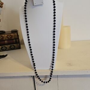 N-008-Elegant  Vintage Black Beaded Necklace